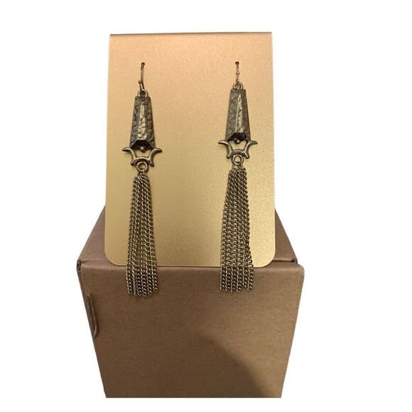 Erica Lyons gold tone tassel earrings.  NWT - Picture 1 of 5